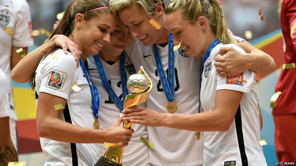 Lauren celebrating the 2015 Women's World Cup win