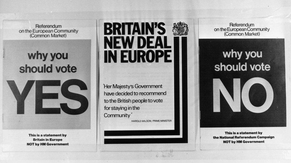 Three documents, for and against, published for the referendum on the 1975 Common Market