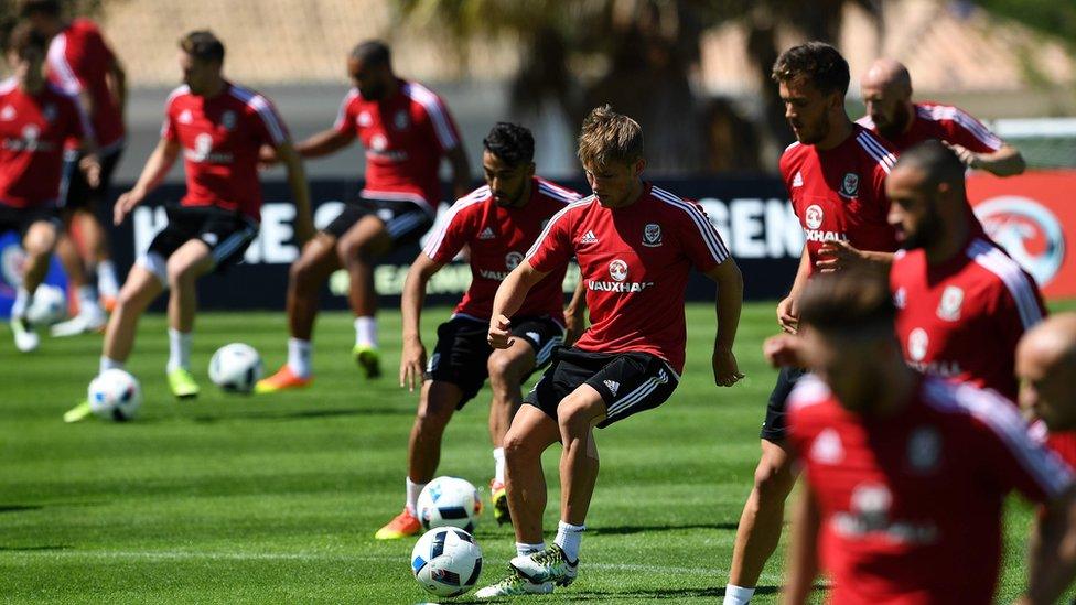 Wales players training in Portugal