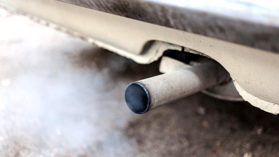 A car exhaust pipe