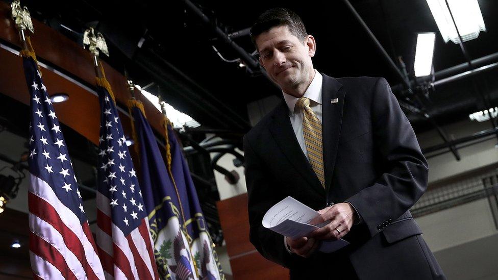 Speaker of the House Paul Ryan (R-WI) departs after answering questions at the U.S. Capitol during a press conference March 2, 2017 in Washington