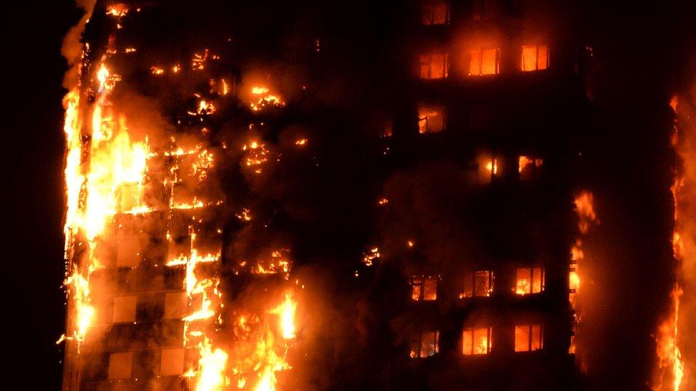 Grenfell Tower on fire