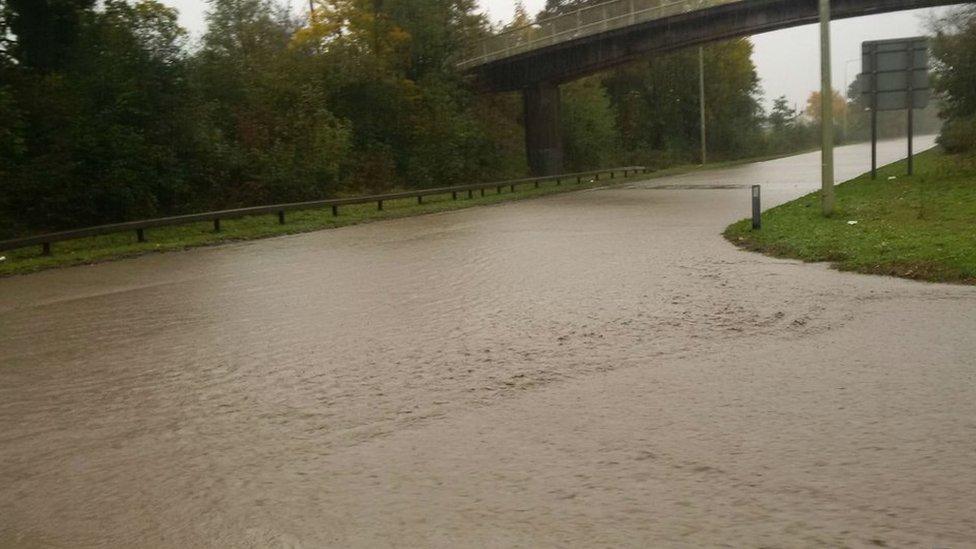 Flooded roundabout