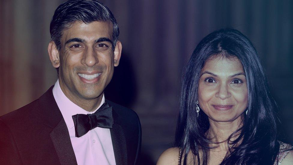 Rishi Sunak and Akshata Murty smiling