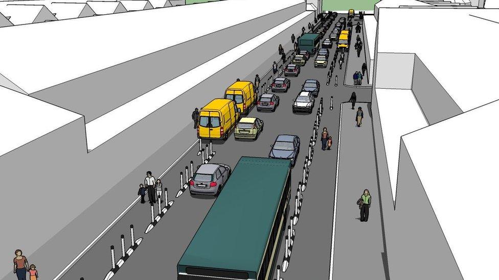 An artist's impression of the pilot scheme in Wellfield Road