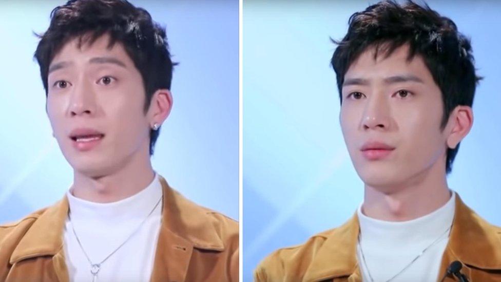 Two photos showing Jing Boran's ears in episodes one and three of TV show I Actor