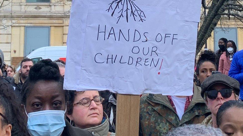 Protest outside Hackney Town Hall