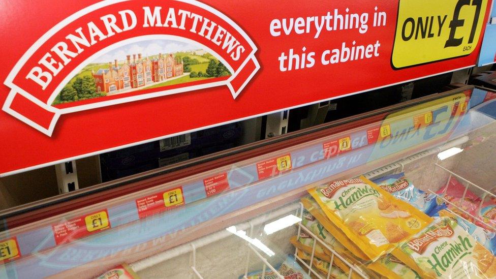 A freezer with Bernard Matthews products