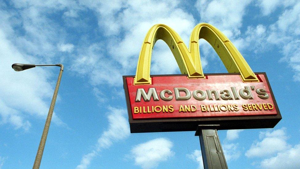 McDonald's famous golden arches catches sunlight March 14, 2001 at one of it's chain restaurants in Boston MA.