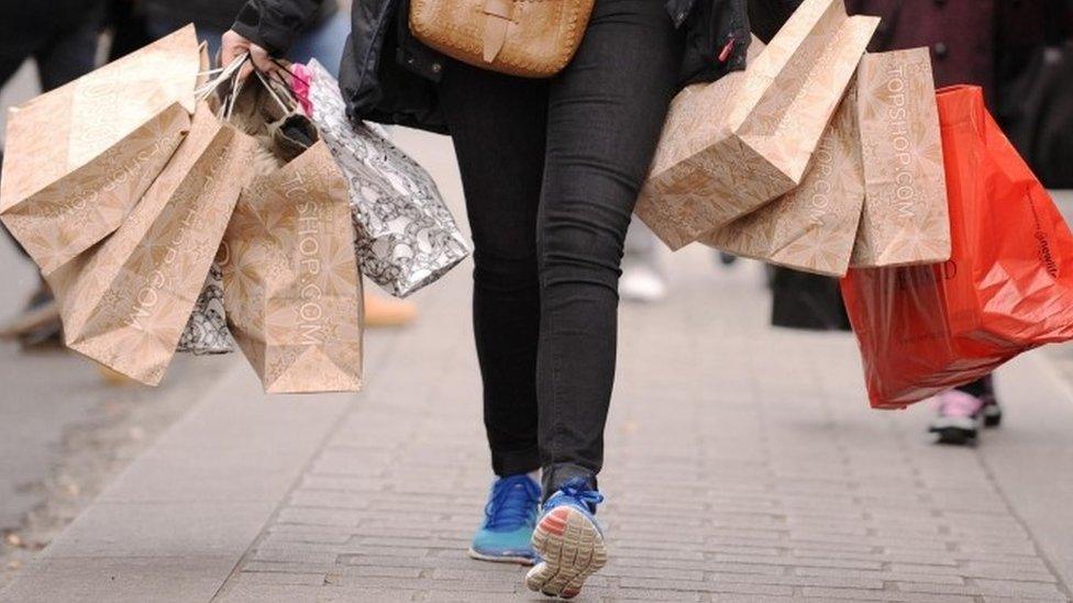 Shopper with bags