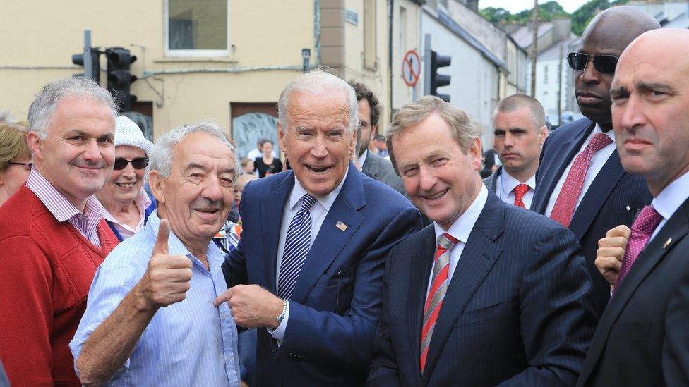 Joe Biden met local residents and was shown around by Taoiseach (Irish Prime Minister) Enda Kenny