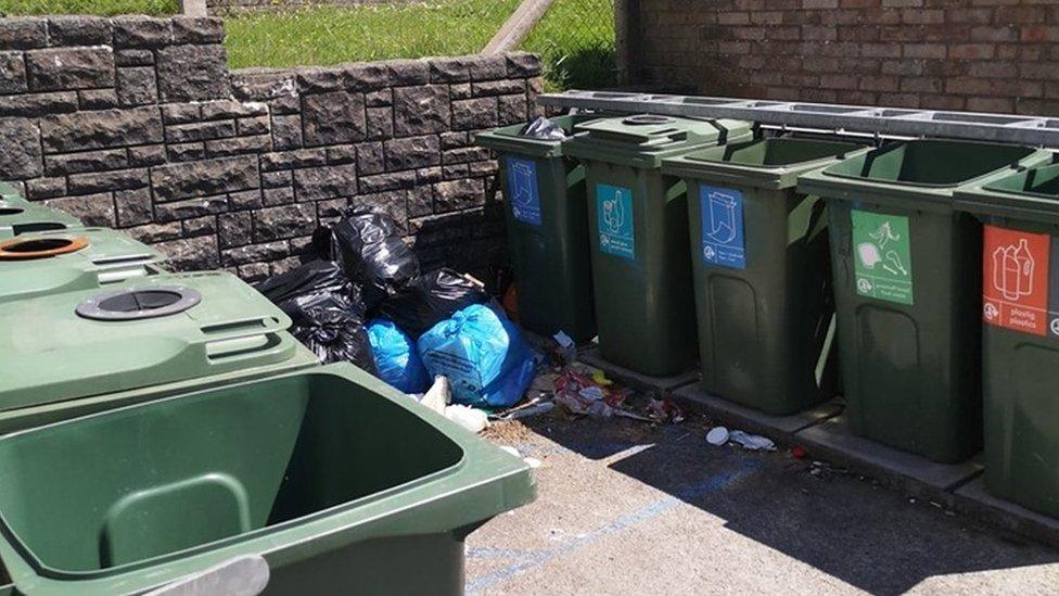 Communal bins at Wildmill, Bridgend