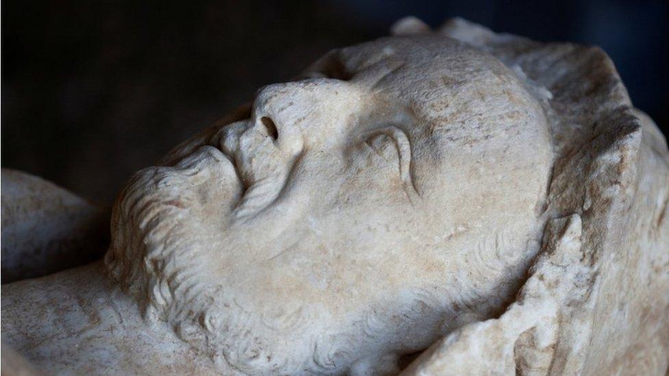 Marble statue discovered during sewage repair works