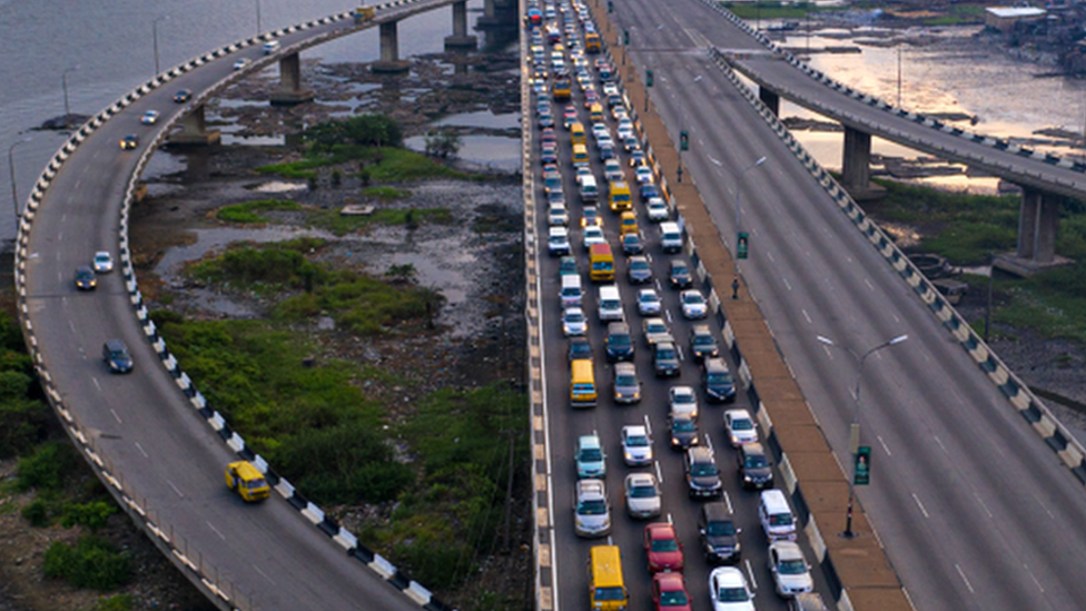 Traffic on the Third Mainland Bridge, Lagos, Nigeria