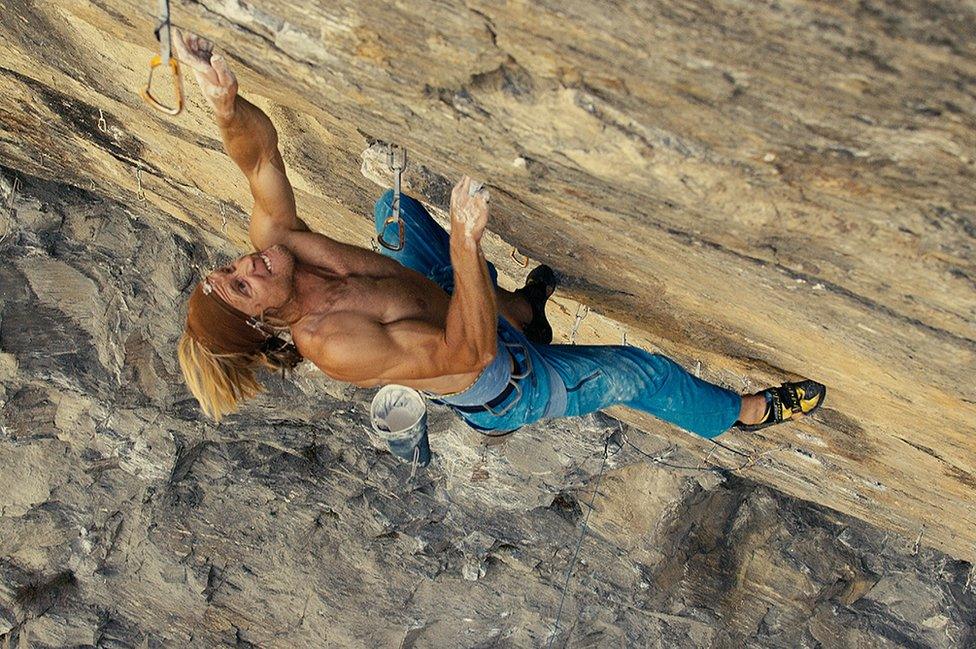 Matt Helliker in climbing action