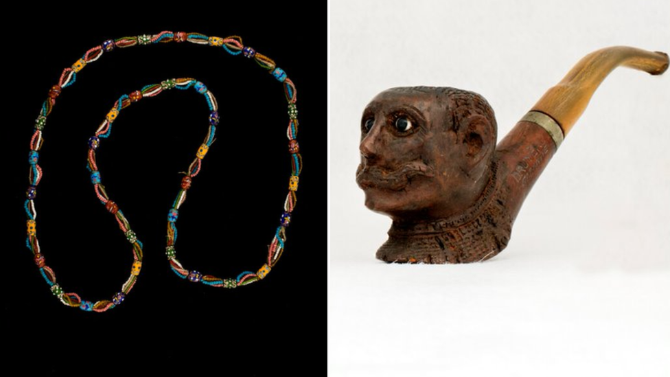 A necklace and a pipe are among the items which were transferred to the museum