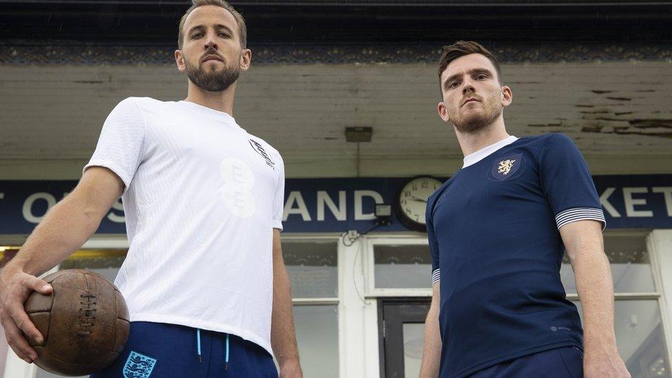 Captains Harry Kane and Andy Robertson visit West of Scotland Cricket ground where the first derby match took place in 1872