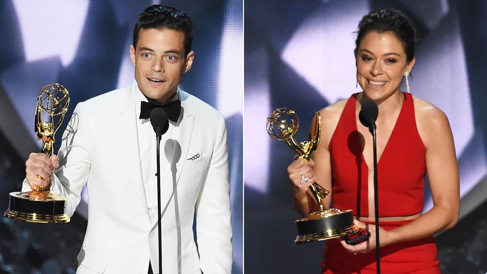 Rami Malek and Tatiana Maslany