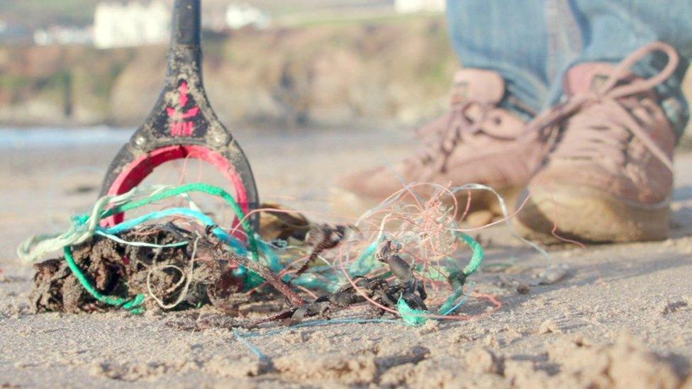 Picking up litter on the Isle of Man