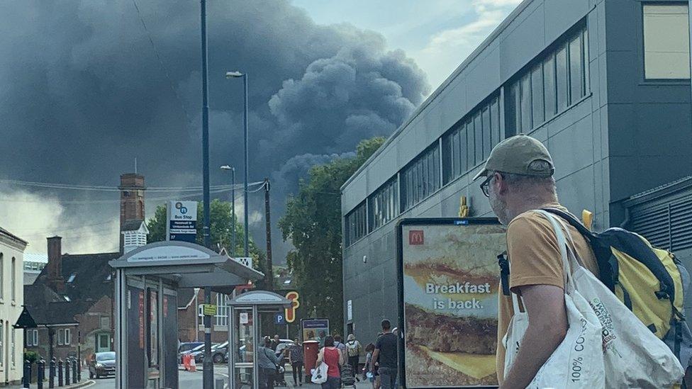 The fire seen from Stirchley