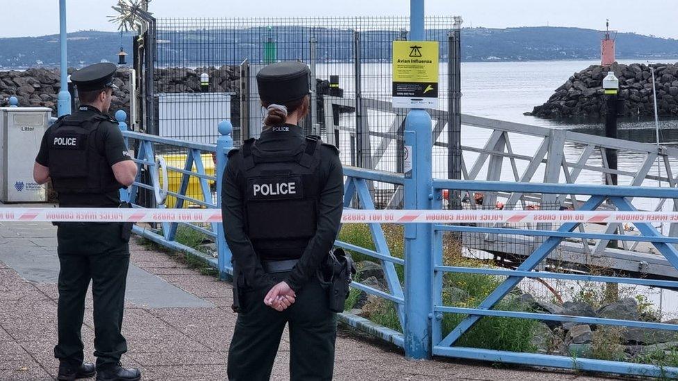 Police at the scene in Carrickfergus