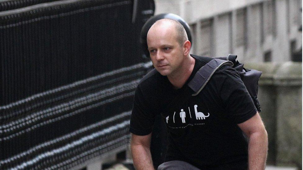 Steve Hilton entering Downing Street when he was advisor to David Cameron