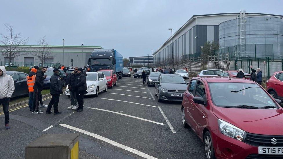 Cars at Amazon factory