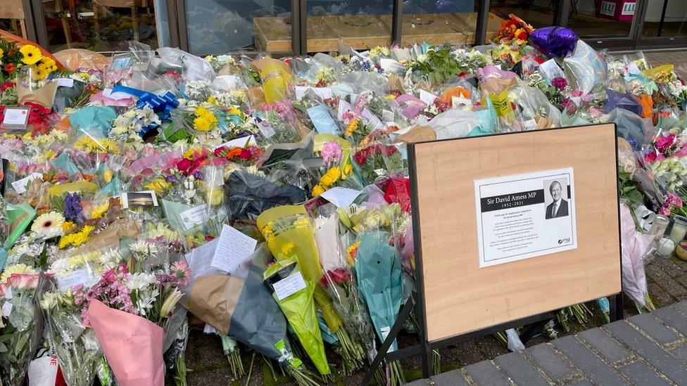 Floral tributes to Sir David Amess