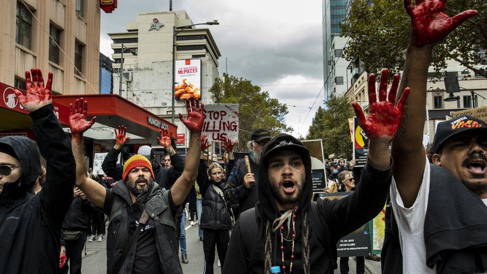 A protest against Indigenous deaths in custody