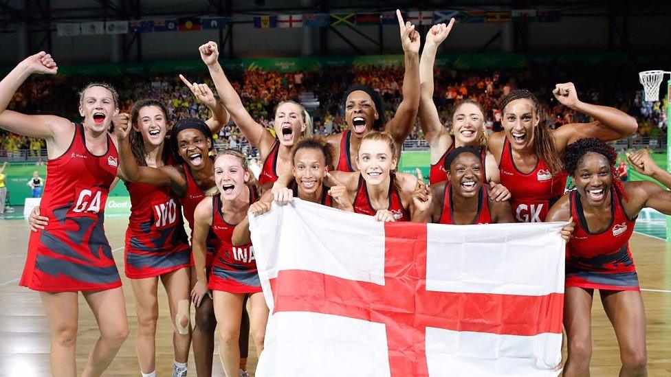 England netball team cheering