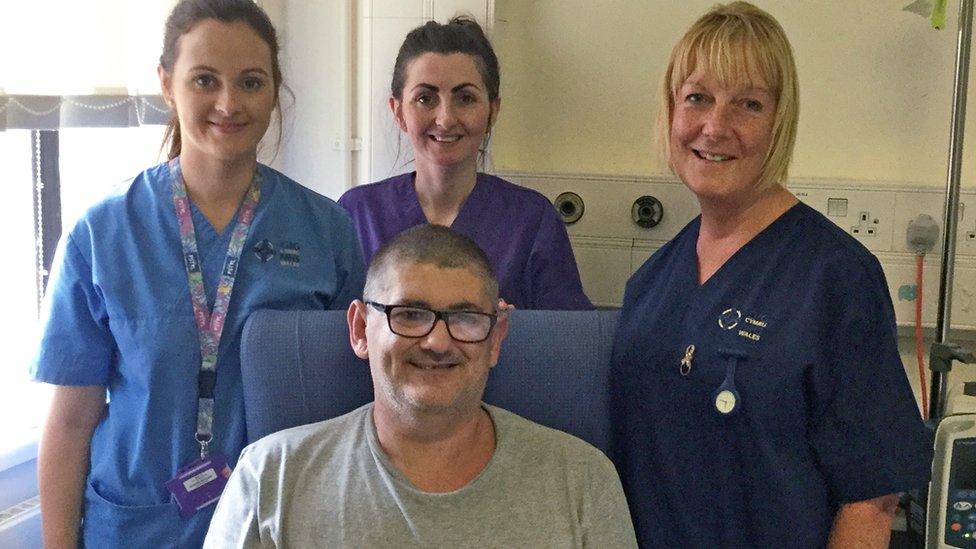 Darren Tobin with nursing staff