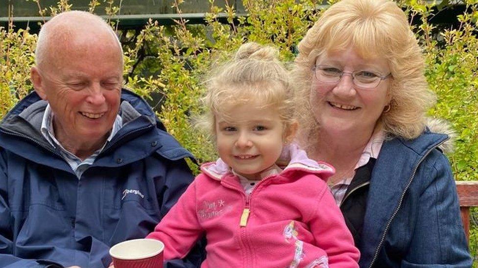 Jackie Barber with her husband Russell and granddaughter Kayla