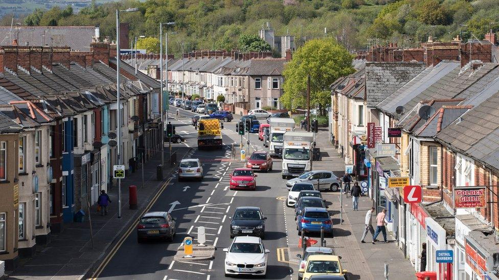 General view of a street in Newport, South Wales