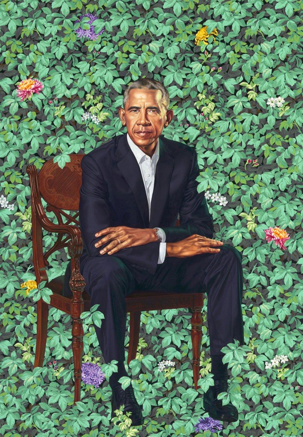 Portrait of Barack Obama by Kehinde Wiley