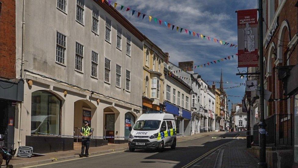 Monnow Street police cordon