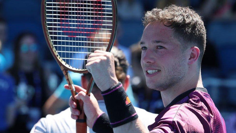 Alfie hewett, close up, with racket