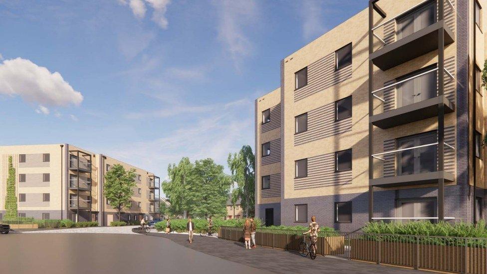 Artists impression of a new build housing development