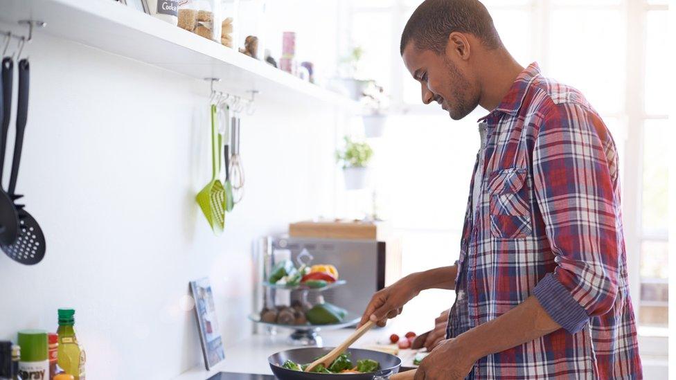 Man making a stir fry