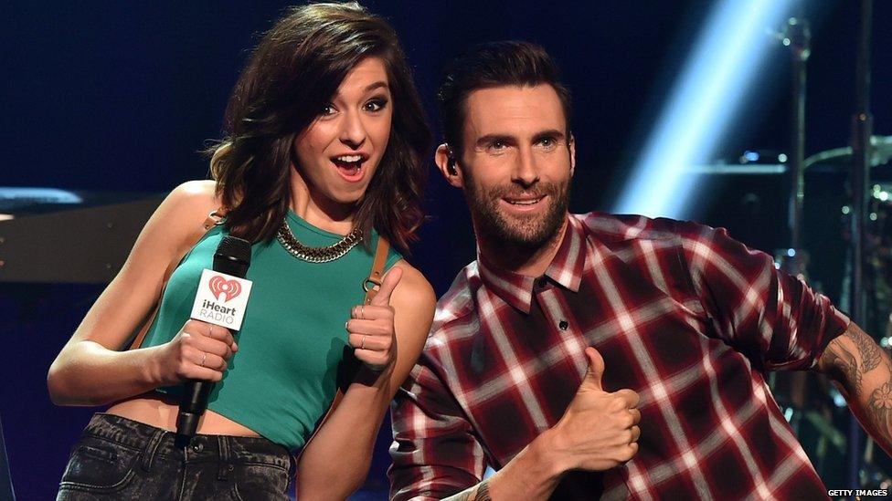 Christina Grimmie and Adam Levine