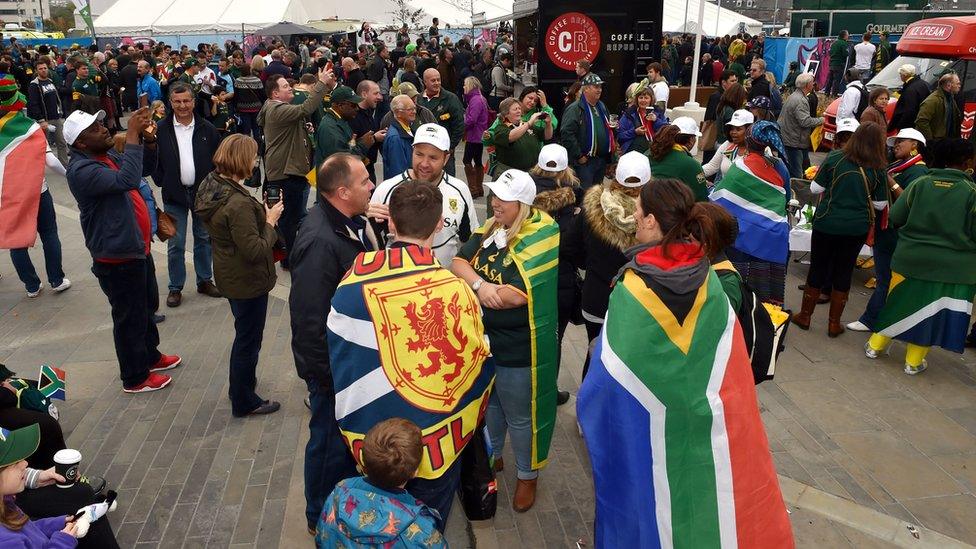 Scotland and South Africa fans in Newcastle