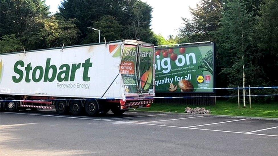 lorry with bricks from the house