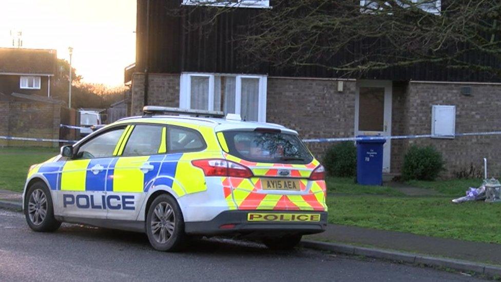 Police car outside house in Brickfields Avenue, Newmarket where Clare Nash died