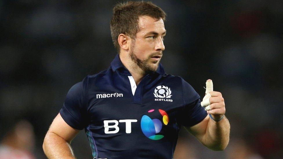 Greig Laidlaw puts his thumb up after kicking a penalty for Scotland