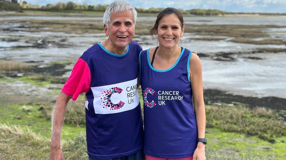 Anjana Gadgil with dad Dev in their running kits