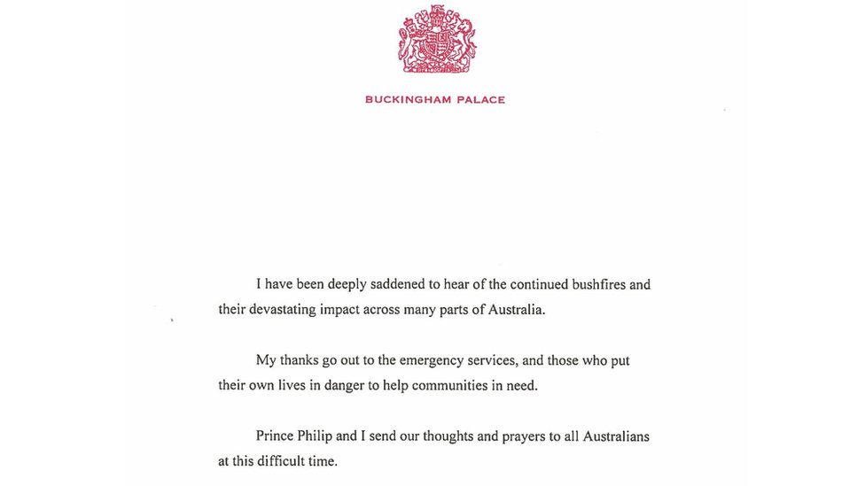 Letter from The Queen