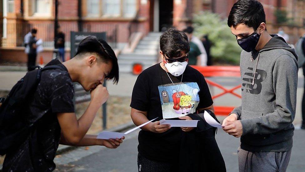 Pupils receiving exam results