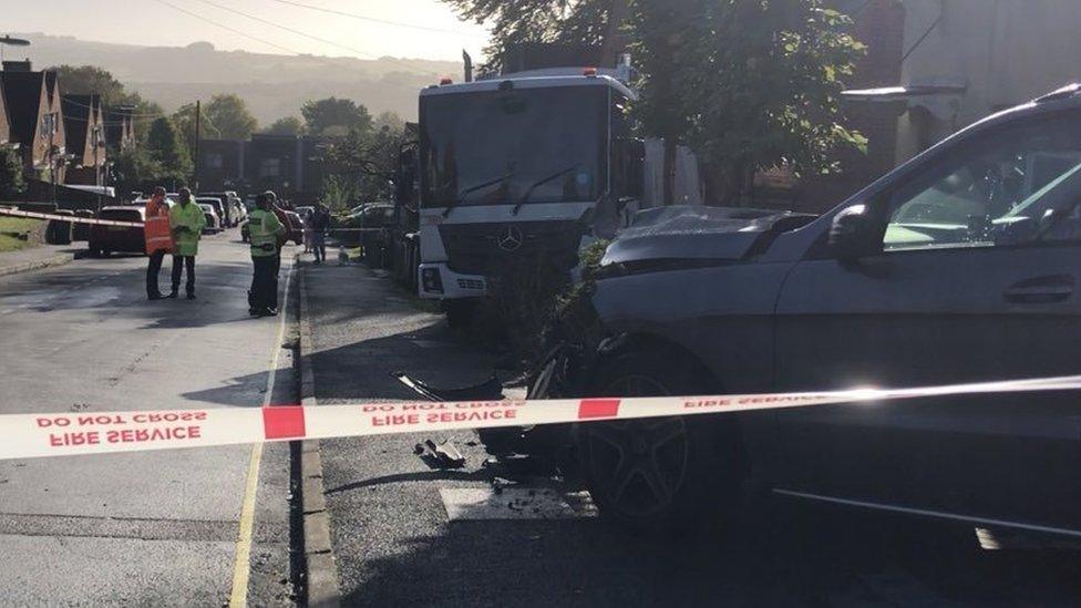 Bin lorry crash