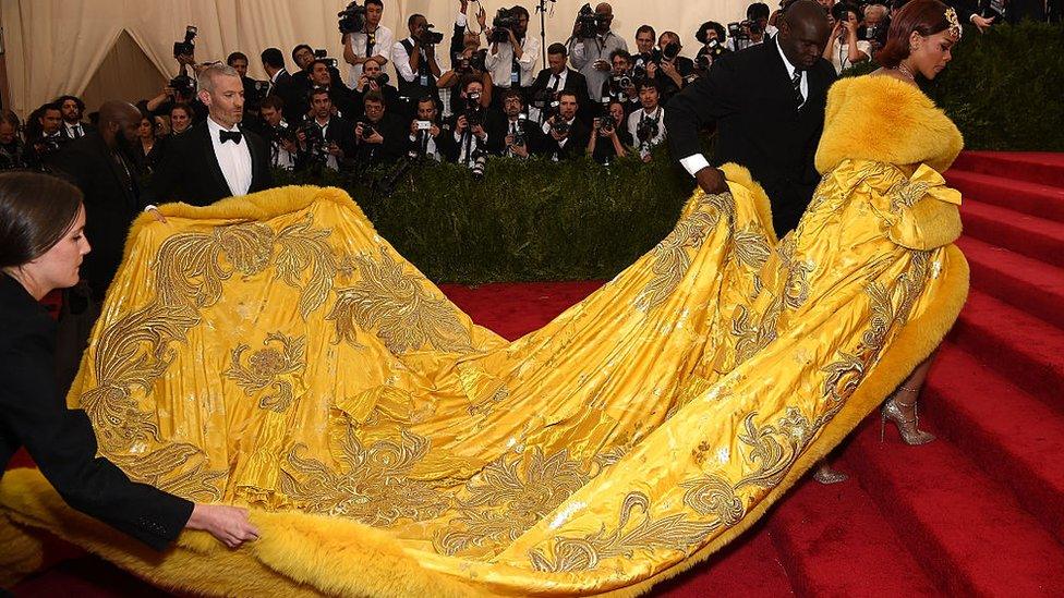 Rihanna arrives at the 2015 Metropolitan Museum of Art's Costume Institute Gala benefit in honour of the museums latest exhibit China: Through the Looking Glass May 4, 2015 in New York. AFP PHOTO / TIMOTHY A. CLARY