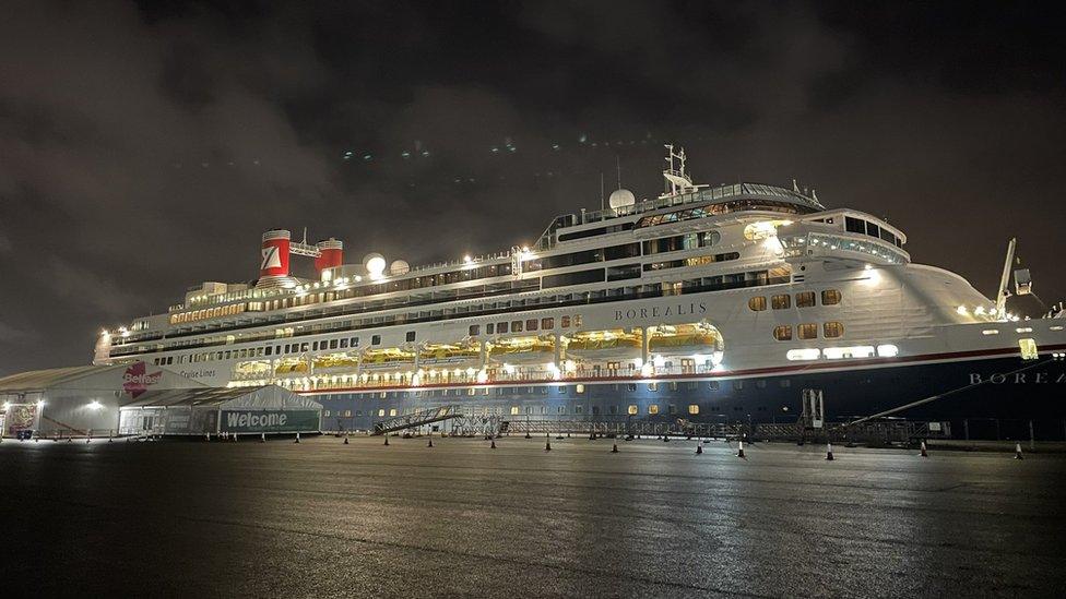 The Borealis docked in Belfast Harbour