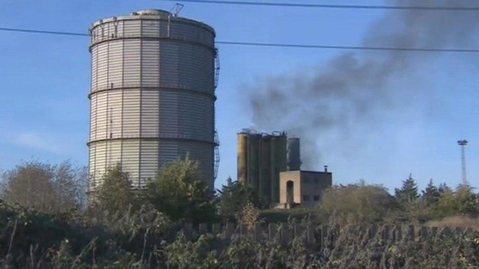 View of South Bank coke ovens as the fire is being contained